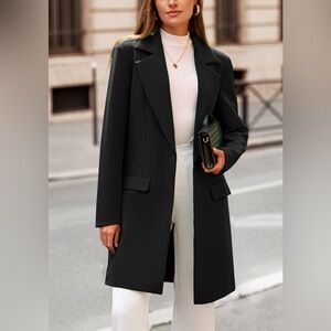 PrettyGarden Long Black Blazer Coat Jacket Women’s Medium NWT